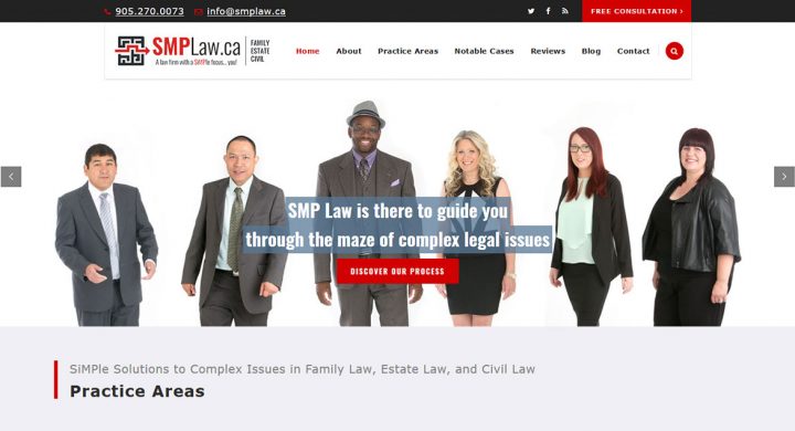 Home page of new SMP Law screenshot