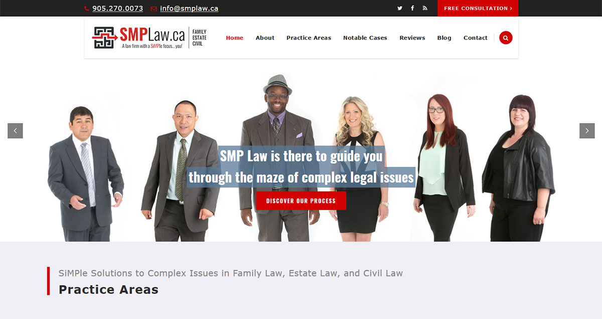 Home page of new SMP Law screenshot